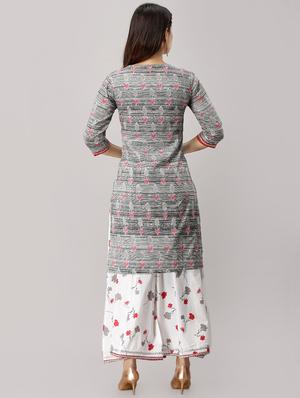 printed kurta with palazzo set - 16552063 - Standard Image - 3