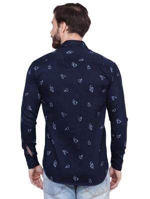 navy blue printed casual shirt - 16552077 - Standard Image - 3