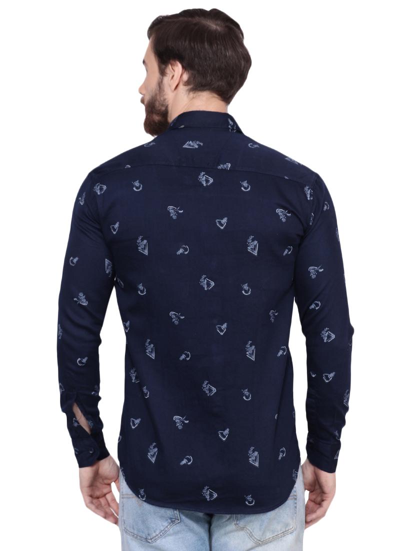 navy blue printed casual shirt - 16552077 - Zoom Image - 3