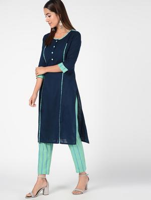 solid kurta palazzo set - 16552220 - Standard Image - 3