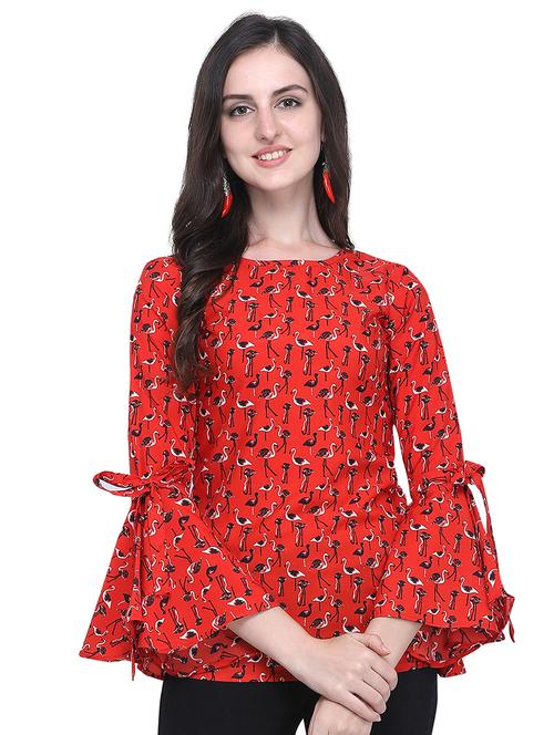 bell sleeved animal print top - 16552228 - Standard Image - 1