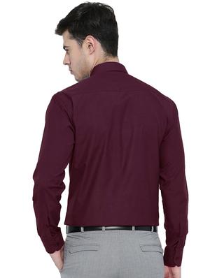 maroon solid formal shirt - 16552846 - Standard Image - 3