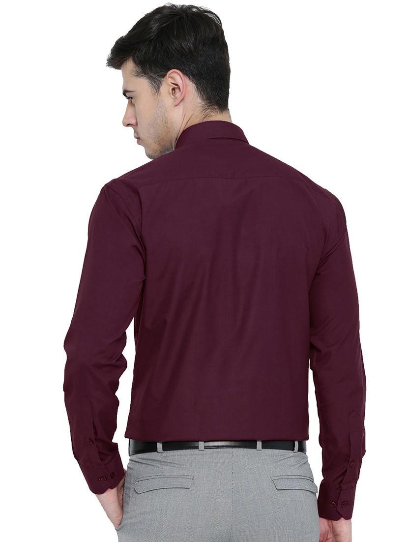 maroon solid formal shirt - 16552846 - Zoom Image - 3