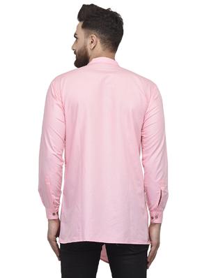 pink solid asymmetric short kurta - 16553193 - Standard Image - 3