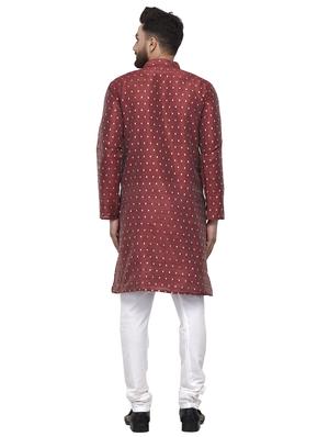 maroon printed kurta pyjama set - 16553525 - Standard Image - 3