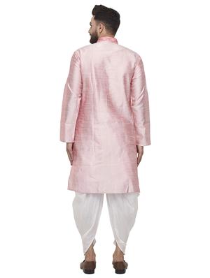 pink dupion dhoti kurta set with embroidered neckline - 16553546 - Standard Image - 3
