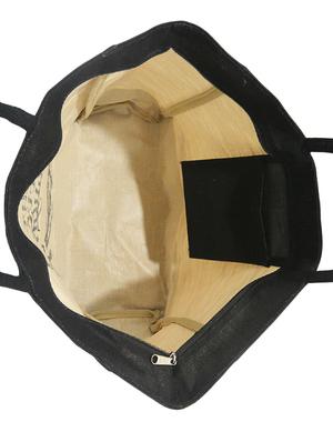 beige jute printed tote - 16554669 - Standard Image - 3