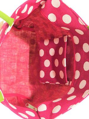 pink jute printed tote - 16554681 - Standard Image - 3