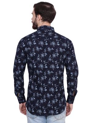 navy blue floral print casual shirt - 16554895 - Standard Image - 3