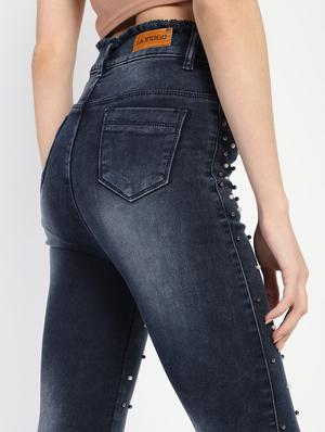 embellished detail frayed jeans - 16554955 - Standard Image - 6