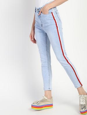 high rise side taped jeans - 16554958 - Standard Image - 3