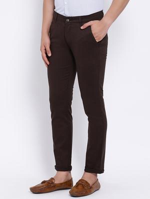 brown solid chinos - 16556004 - Standard Image - 3