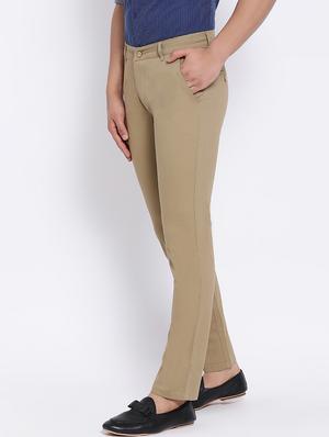 beige solid chinos - 16556006 - Standard Image - 3