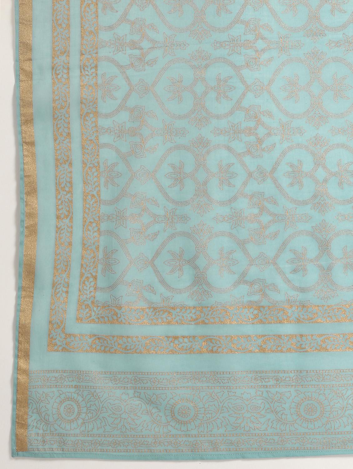 block printed anarkali kurta with dupatta set - 16556746 - Zoom Image - 6