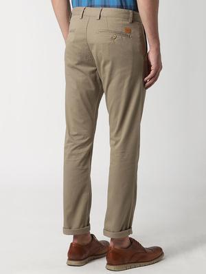 beige solid chinos - 16557599 - Standard Image - 3