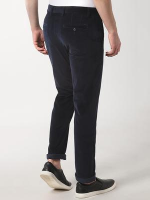 navy blue solid chinos - 16557623 - Standard Image - 3