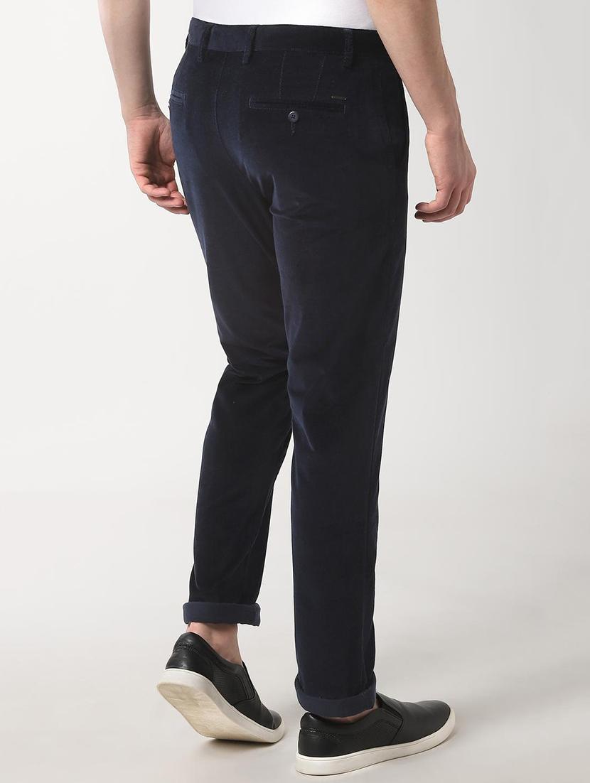 navy blue solid chinos - 16557623 - Zoom Image - 3