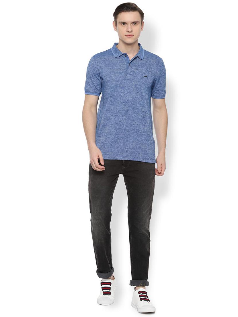 blue self design polo t-shirt - 16557992 - Zoom Image - 3