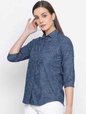 curved hem denim shirt - 16558600 - Standard Image - 3