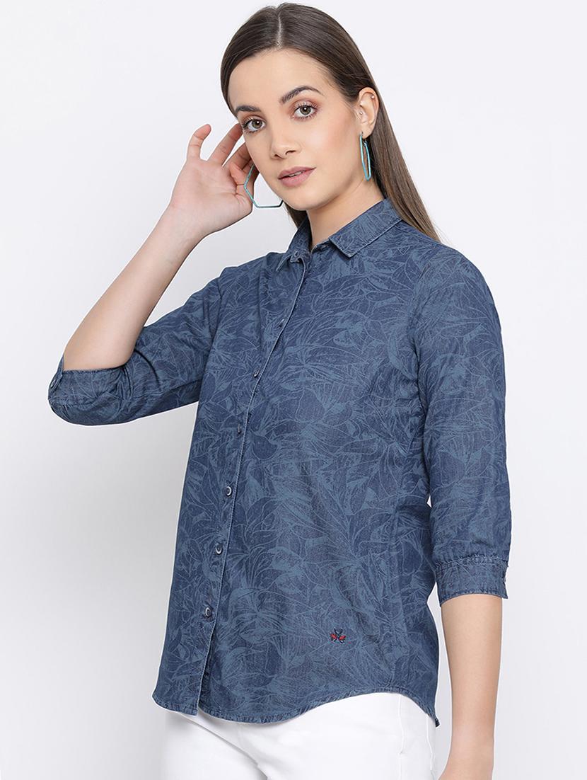 curved hem denim shirt - 16558600 - Zoom Image - 3