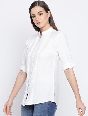 pleat detail solid shirt - 16558610 - Standard Image - 3