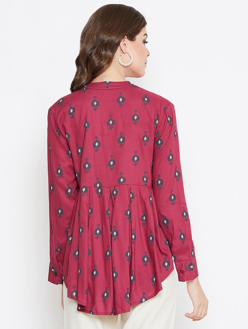 mandarin neck high low shirt - 16559406 - Zoom Image - 3