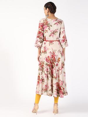 floral printed flared kurta - 16559648 - Standard Image - 3