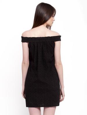 off shoulder embroidered a-line dress - 16559990 - Standard Image - 3