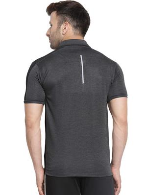 grey solid polo t-shirt - 16561159 - Standard Image - 3