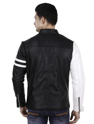 black striped faux leather biker jacket - 16561914 - Standard Image - 3