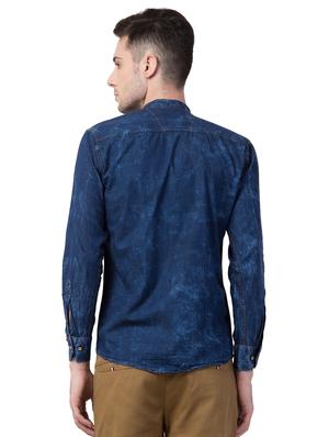 blue faded denim casual shirt - 16562048 - Standard Image - 3