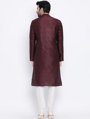brown dupion kurta pyjama set - 16562109 - Standard Image - 3