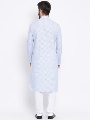 blue printed kurta pyjama set - 16562176 - Standard Image - 3