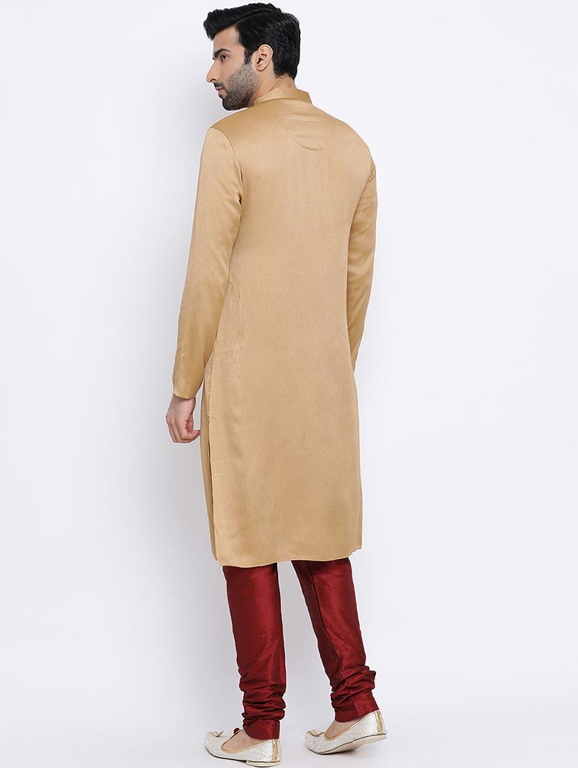 beige dupion long kurta - 16562514 - Zoom Image - 3