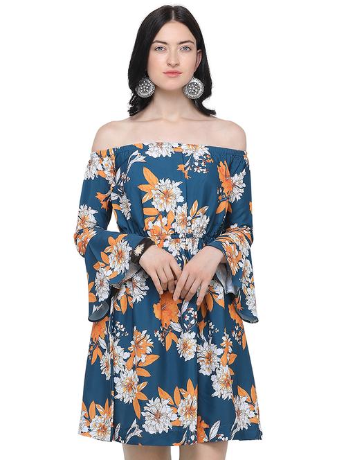 off shoulder bell sleeved a-line dress - 16563123 - Standard Image - 1