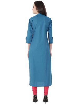 solid buttoned straight kurta - 16563847 - Standard Image - 3