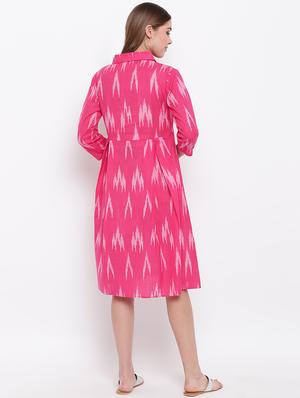 shirt collar ikat fit & flare dress - 16564219 - Standard Image - 3