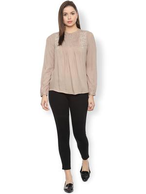 pleat detail embroidered top - 16565017 - Standard Image - 3
