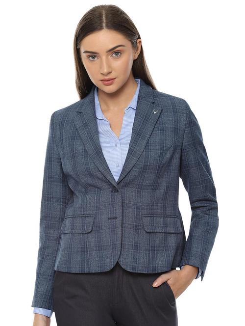 lapel neck checekred blazer - 16565046 - Standard Image - 1