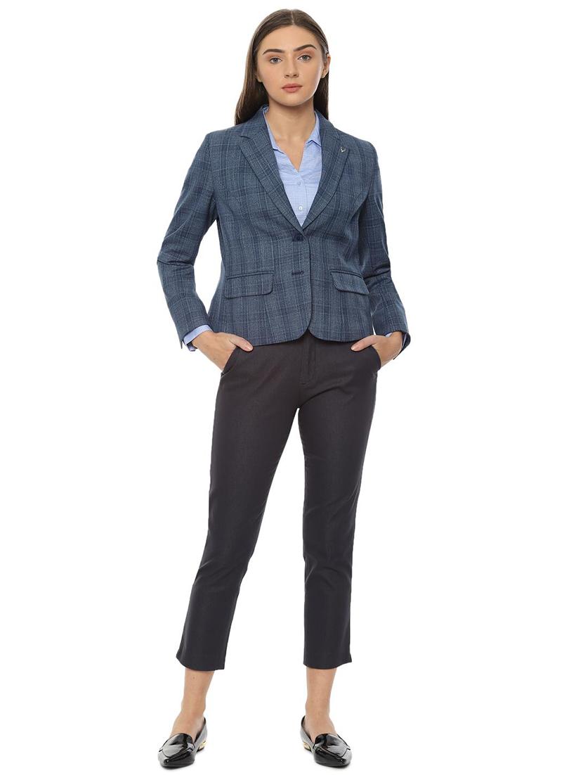 lapel neck checekred blazer - 16565046 - Zoom Image - 3