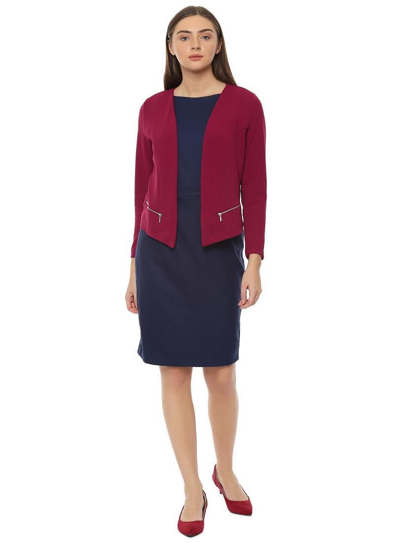 zipper detail long sleeved blazer - 16565047 - Zoom Image - 3