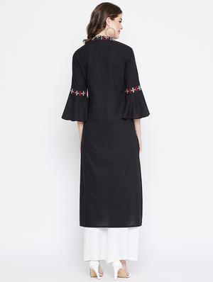 embroidered straight kurta - 16565623 - Standard Image - 3