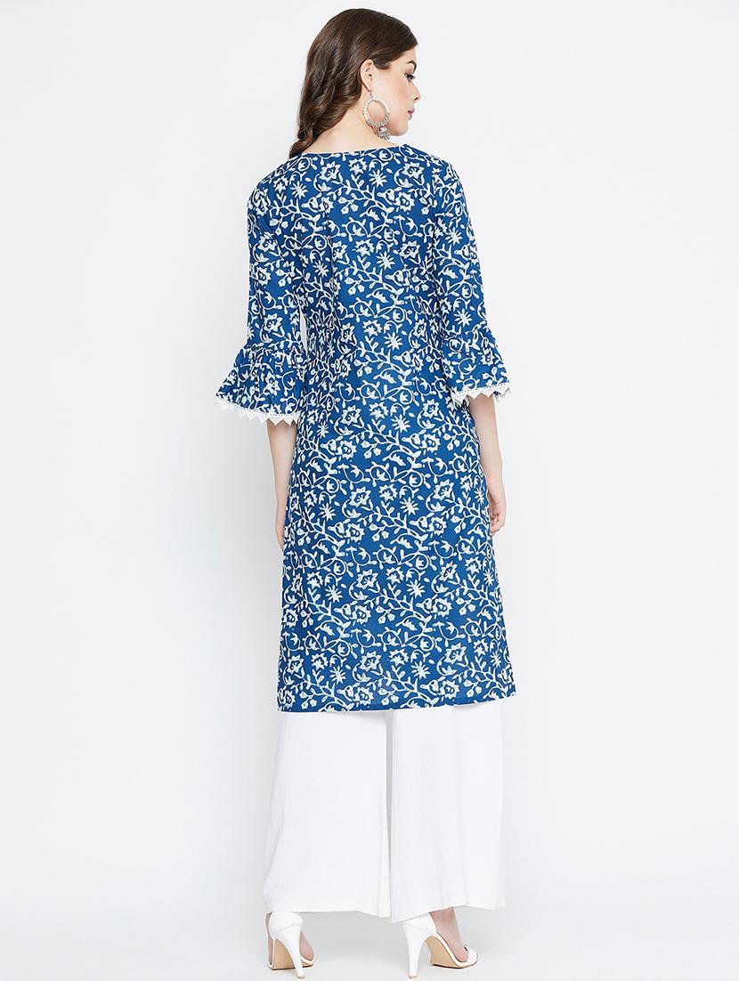 indigo straight kurta - 16565652 - Zoom Image - 3