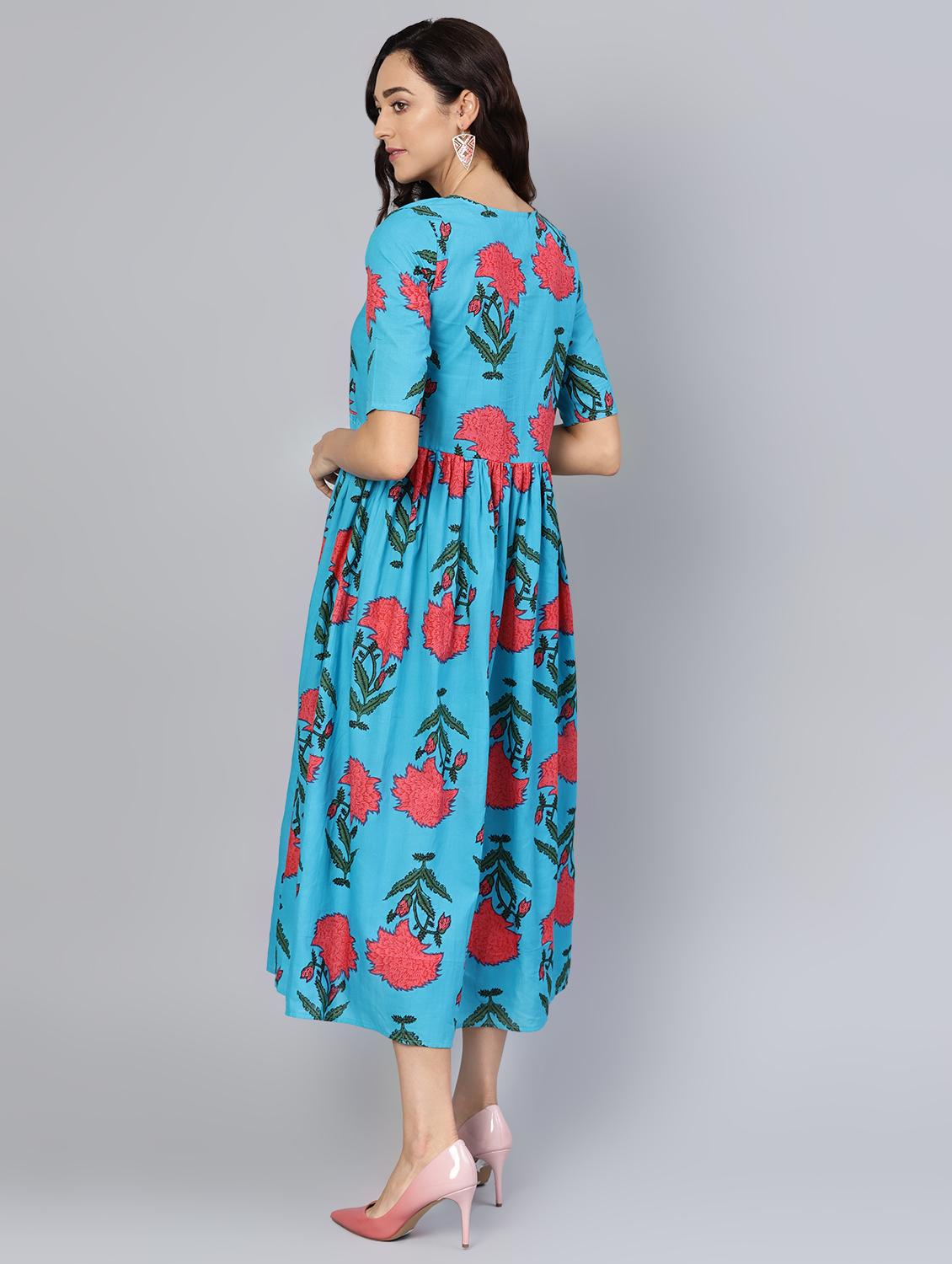 round neck gathered a-line dress - 16565693 - Zoom Image - 3