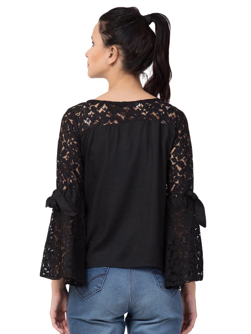 bell sleeved solid top - 16565918 - Zoom Image - 3