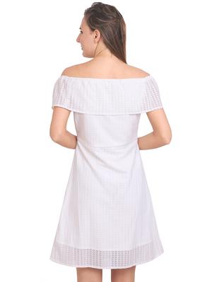 off shoulder laced a-line dress - 16566104 - Standard Image - 3