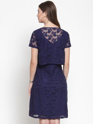 floral lace layered a-line dress - 16566359 - Standard Image - 3