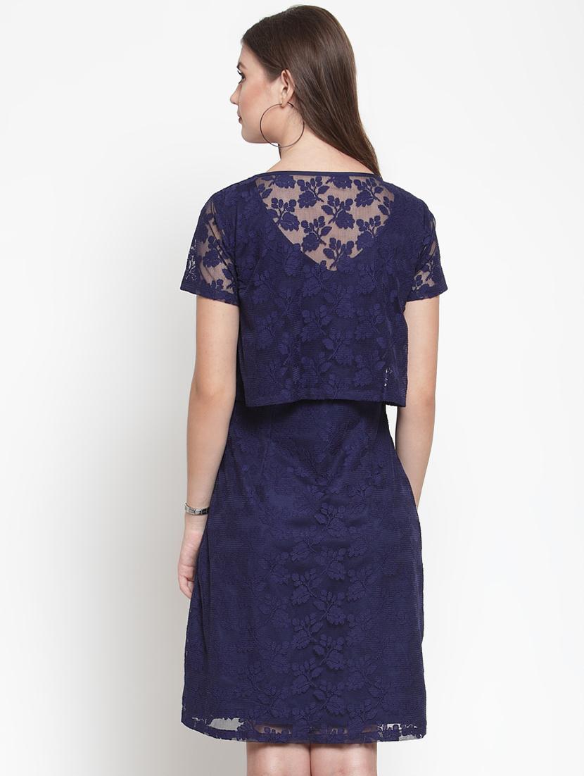 floral lace layered a-line dress - 16566359 - Zoom Image - 3
