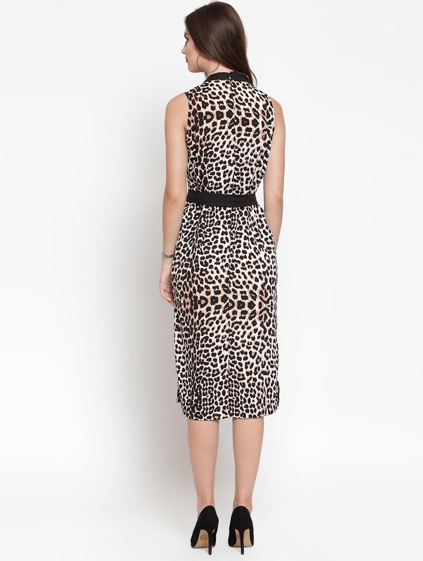 tie knot animal print high slit dress - 16566361 - Zoom Image - 3