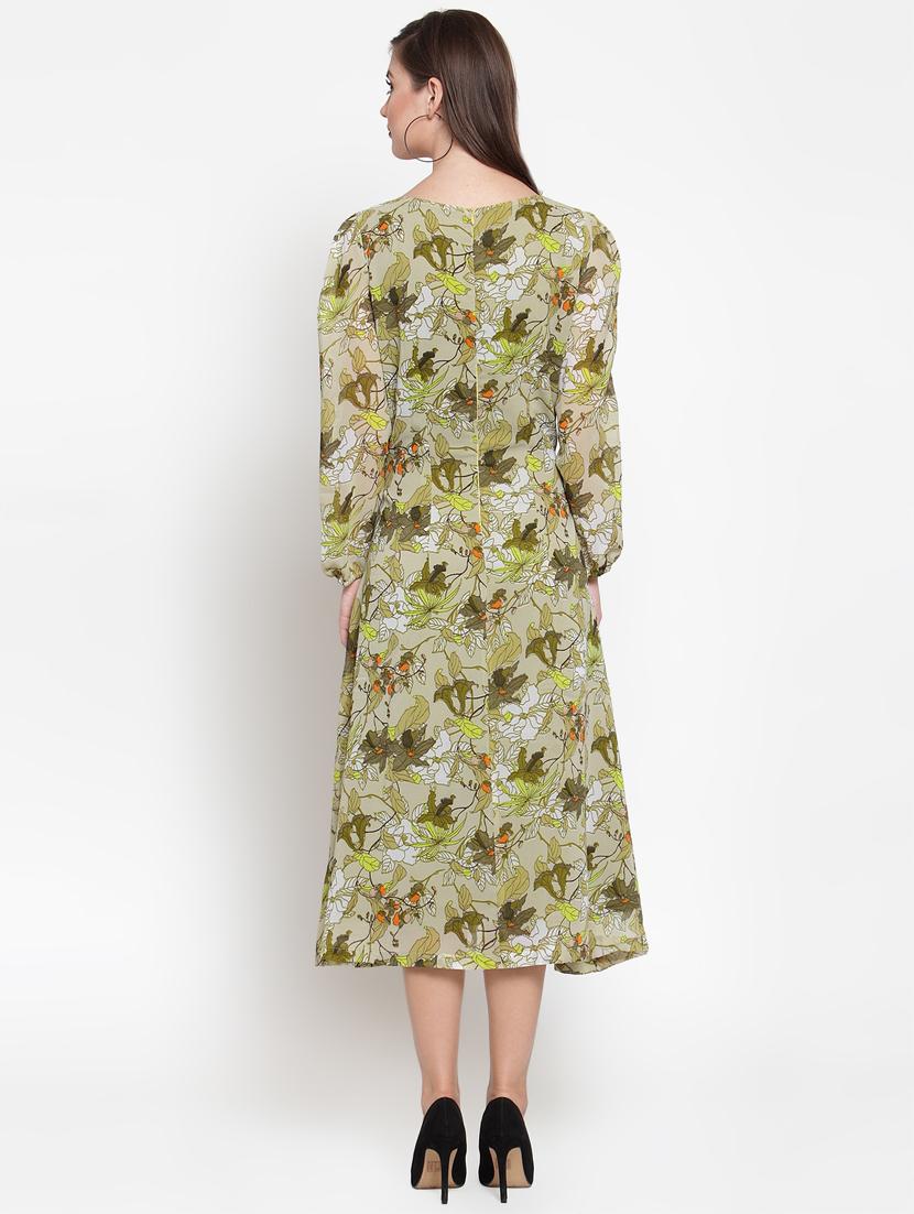 puff sleeved floral a-line dress - 16566362 - Zoom Image - 3